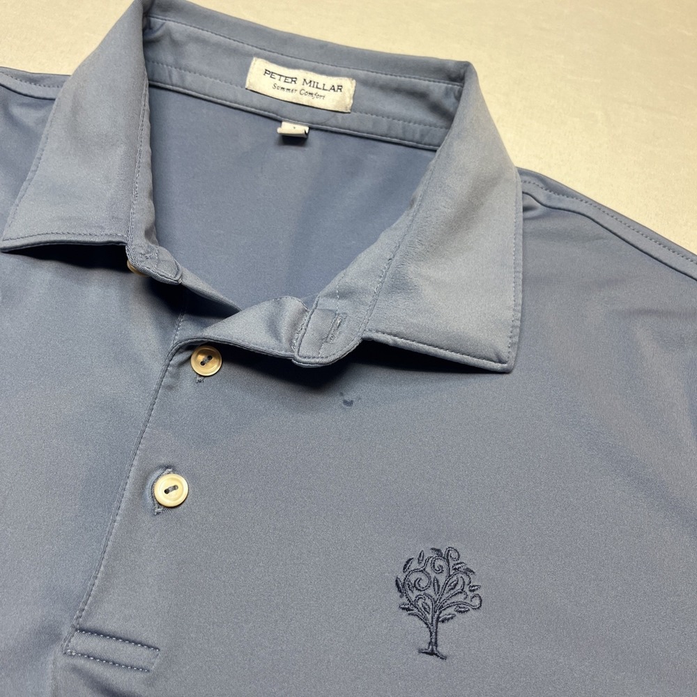 Peter Millar Polo Shirt Mens Large Blue Summer Comfort Golf Stretch Performance